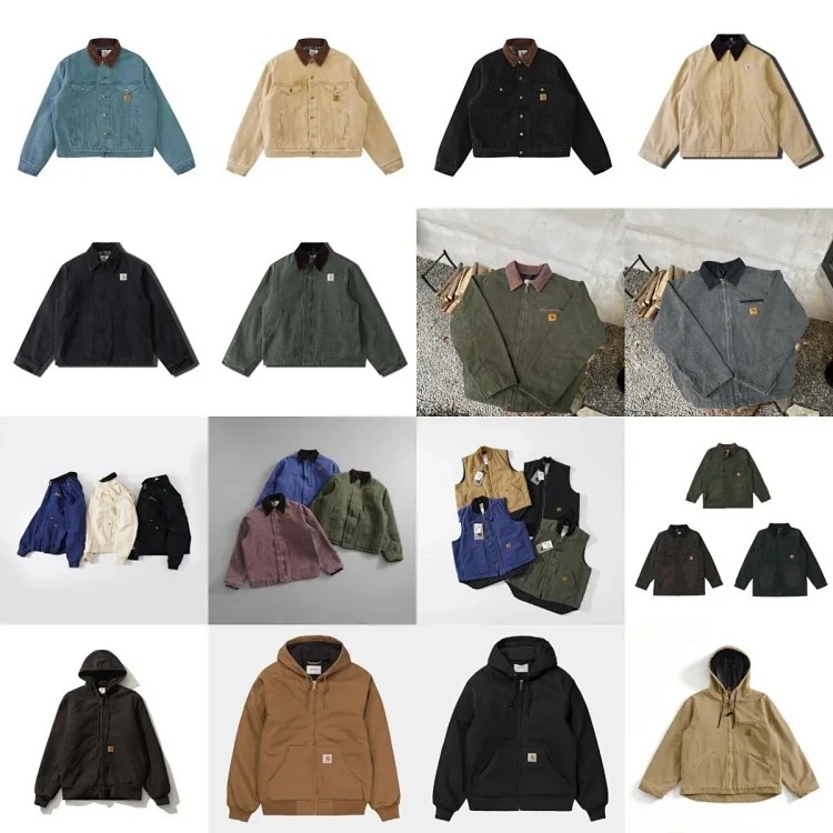 Carhartt style canvas American lapel work jacket classic Detroit jacket men's and women's hooded top trendy