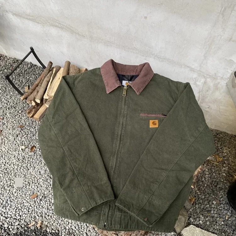 Carhartt style canvas American lapel work jacket classic Detroit jacket men's and women's hooded top trendy