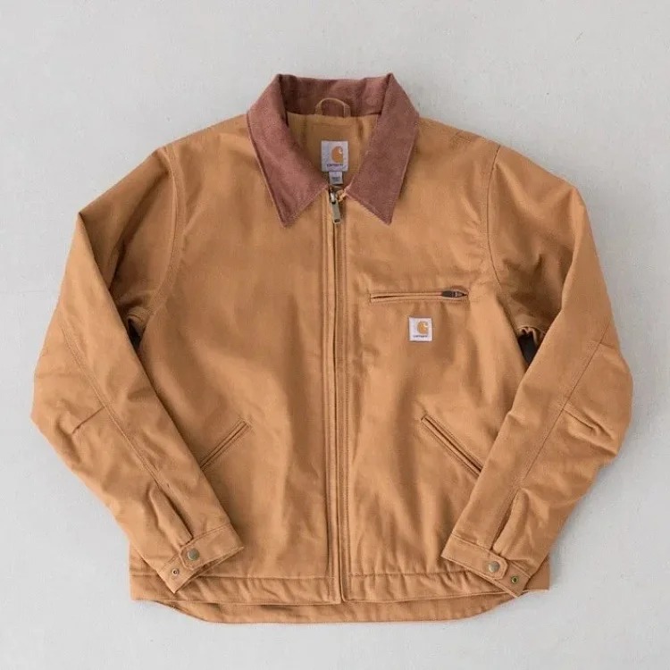 Carhartt style canvas American lapel work jacket classic Detroit jacket men's and women's hooded top trendy