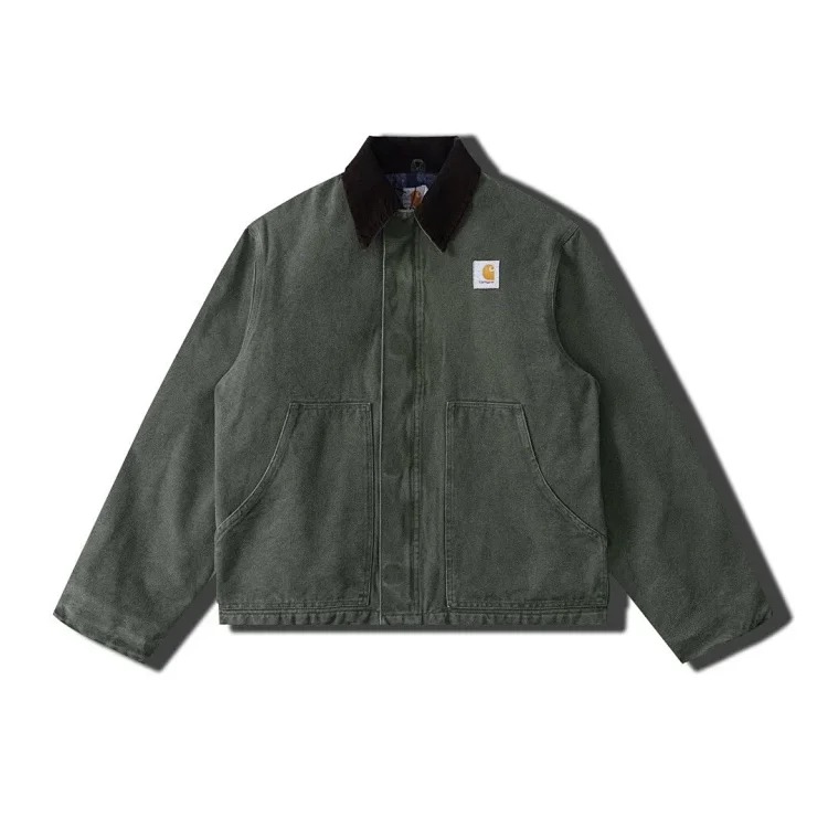 Carhartt style canvas American lapel work jacket classic Detroit jacket men's and women's hooded top trendy