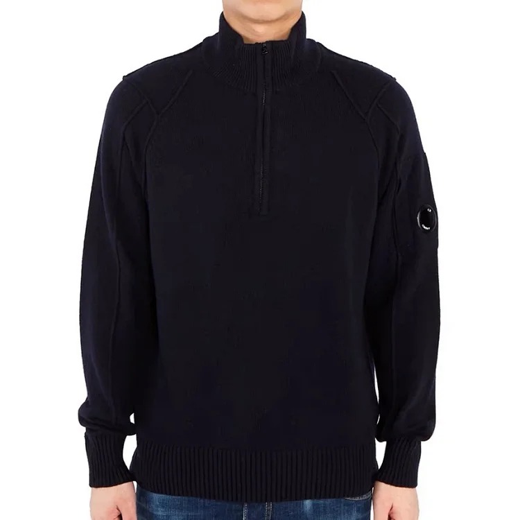 C.P. Company CP Lens Knitted Pullover Stand Collar Half-Zip Knitted Wool Sweater image 8