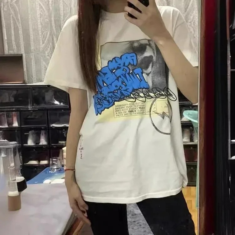 2024 new heavyweight Travis Scott Cactus Jack letter foam short-sleeved T-shirt tee for men and women