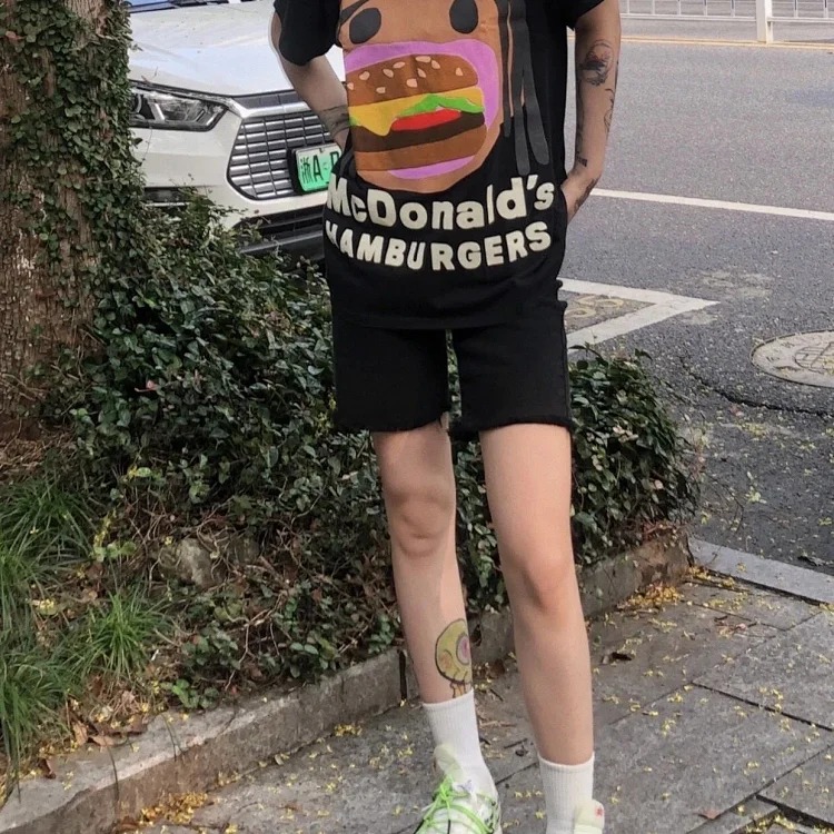 Travis Scott Cactus jack X CPFMgCJ joint model foam hamburger mouth pattern short-sleeved T