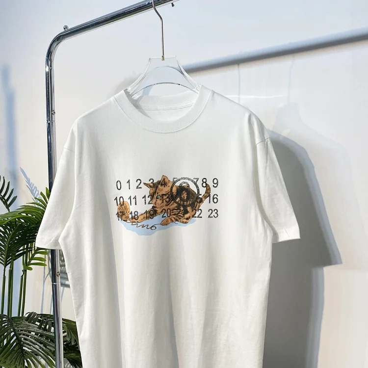 MM6 Maison Margiela cat frosted print double yarn pure cotton short-sleeved T-shirt image 2