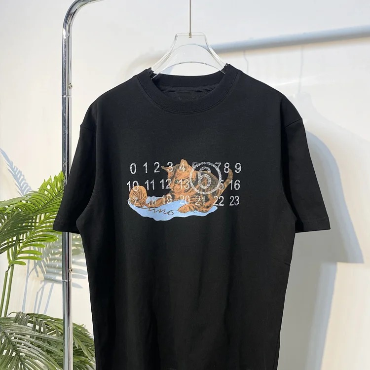 MM6 Maison Margiela cat frosted print double yarn pure cotton short-sleeved T-shirt image 3