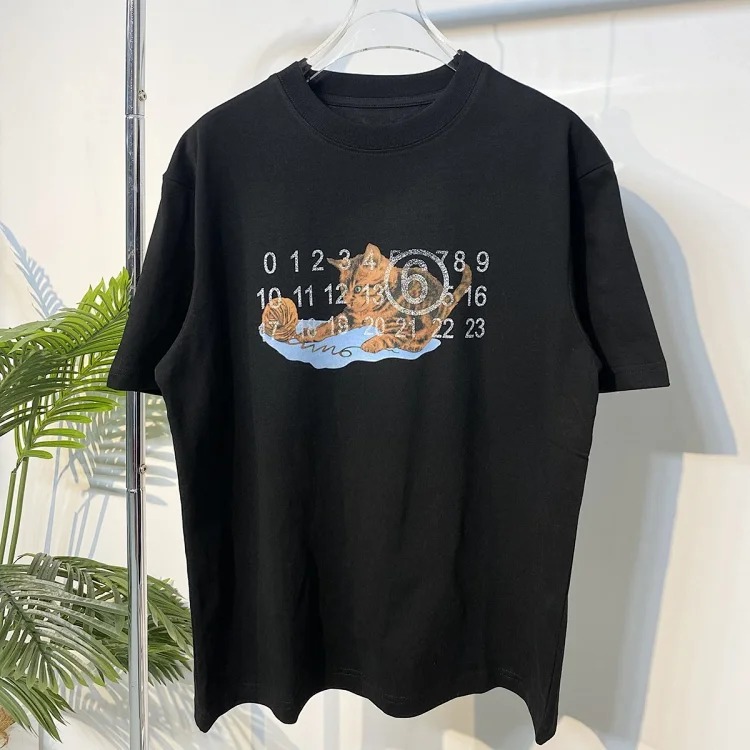MM6 Maison Margiela cat frosted print double yarn pure cotton short-sleeved T-shirt image 4