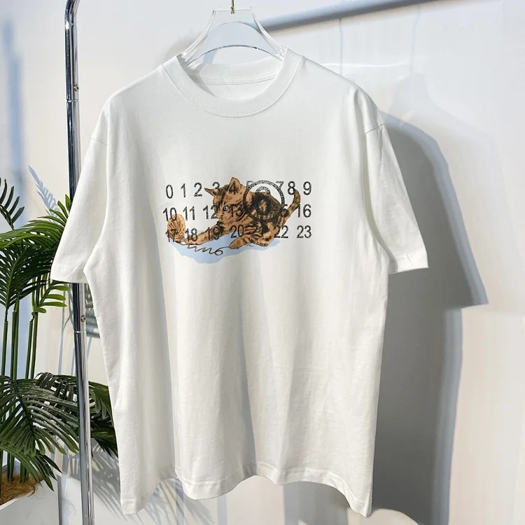 MM6 Maison Margiela cat frosted print double yarn pure cotton short-sleeved T-shirt image 5