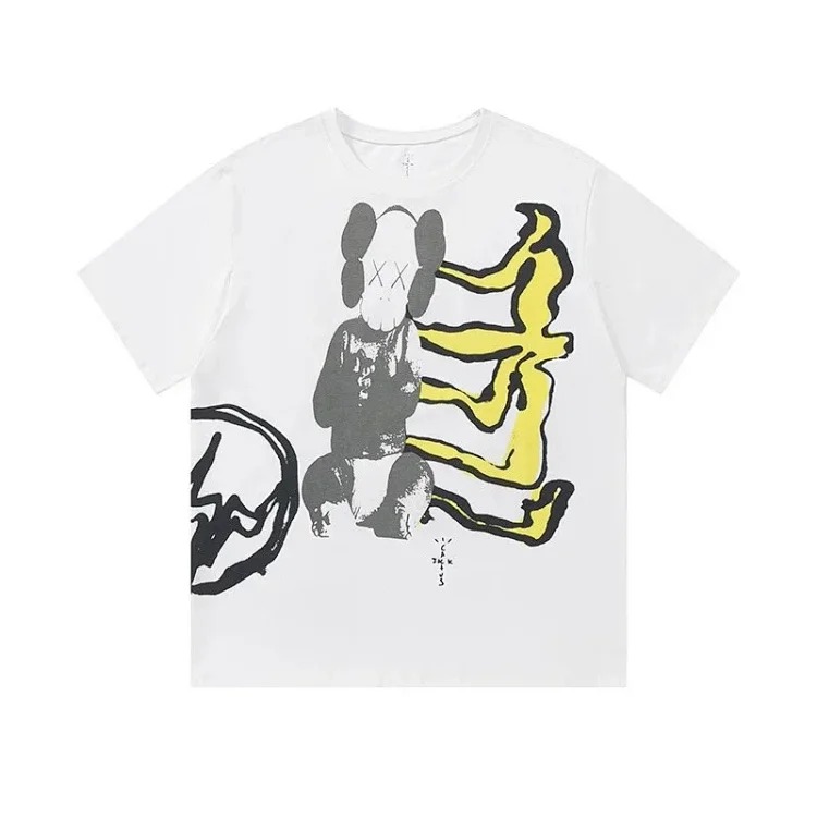 Heavyweight Travis Scott Cactus Jac cartoon pattern printed short-sleeved T-shirt tee for men and women couples