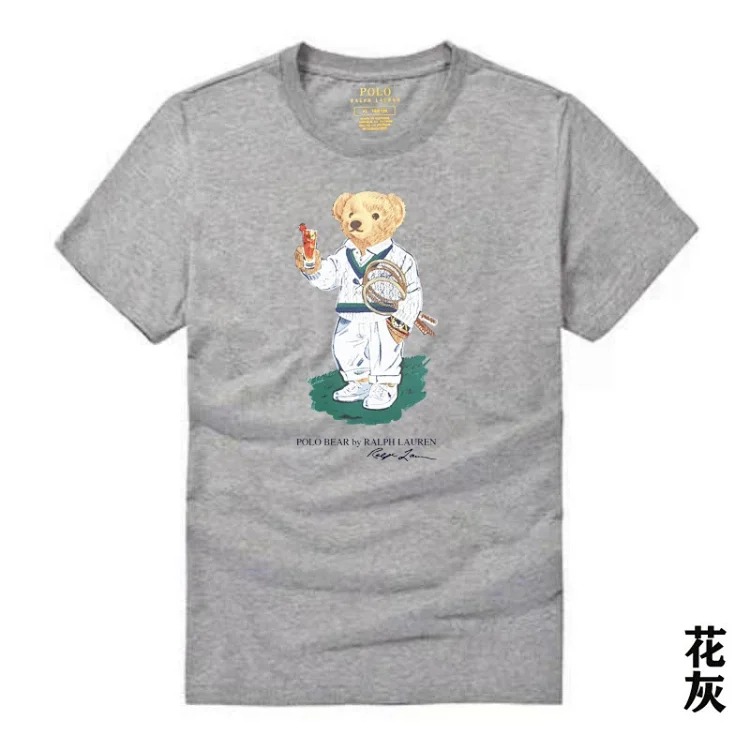 Ralph Lauren POLO bear printed cotton round neck slim T-shirt for men and women