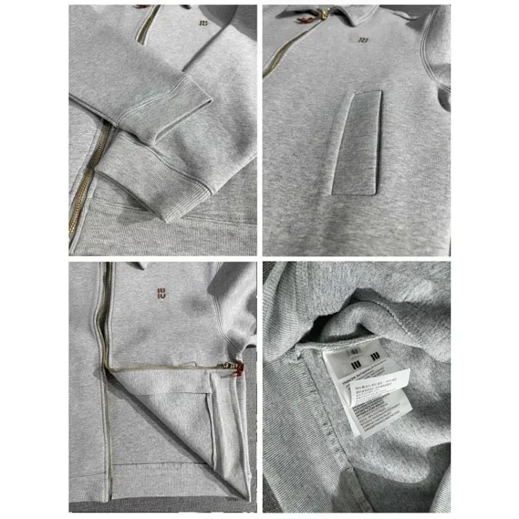 Nanyou high MU thick plain knitted leather logo letter embroidered zipper jacket loose men's and women's