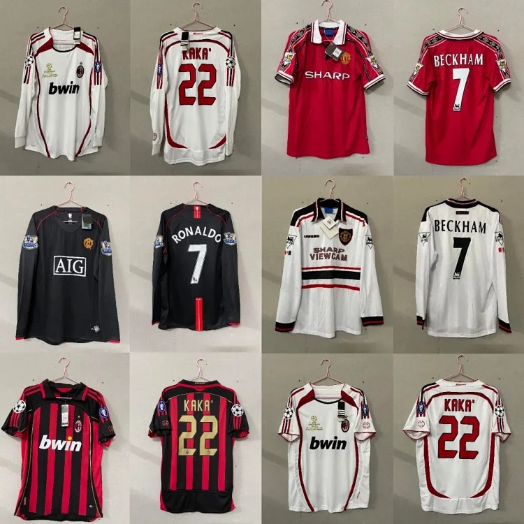 Popular retro football uniforms AC/No. 22 Kaka No. 80 Ronaldinho Manchester United Red Devils Beckham
