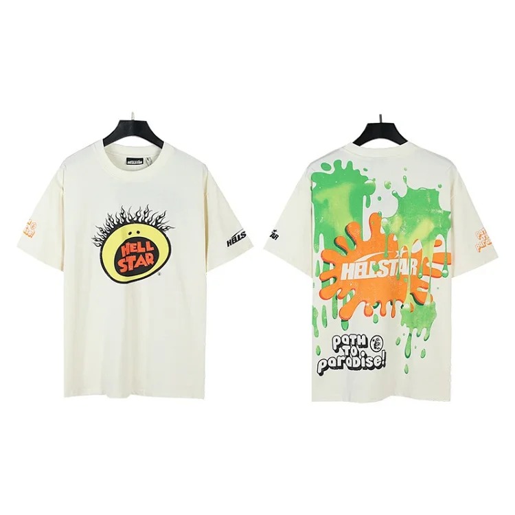 Printed double yarn pure cotton casual men's and women's summer casual loose short-sleeved T-shirts