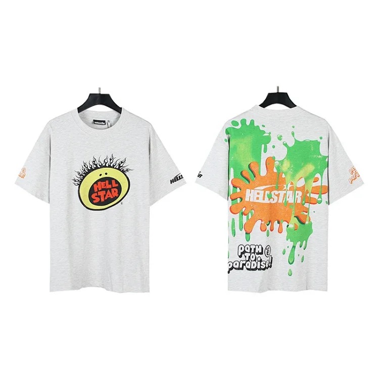 Printed double yarn pure cotton casual men's and women's summer casual loose short-sleeved T-shirts