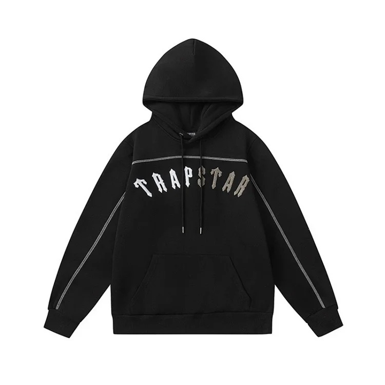 Gradient letter tiger head embroidery hooded sweatshirt + long pants sports suit