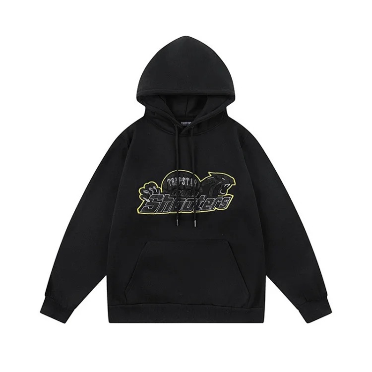 Gradient letter tiger head embroidery hooded sweatshirt + long pants sports suit