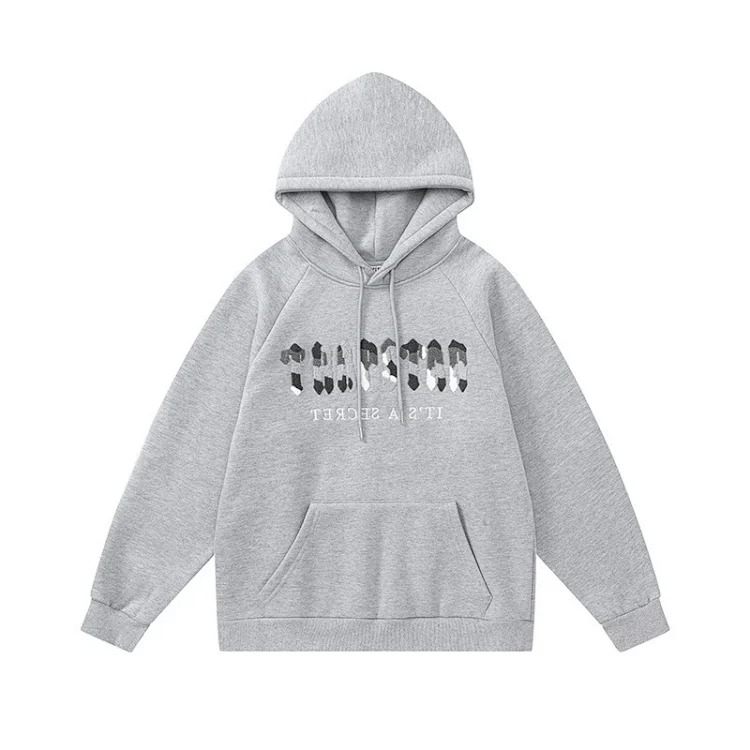 Gradient letter tiger head embroidery hooded sweatshirt + long pants sports suit