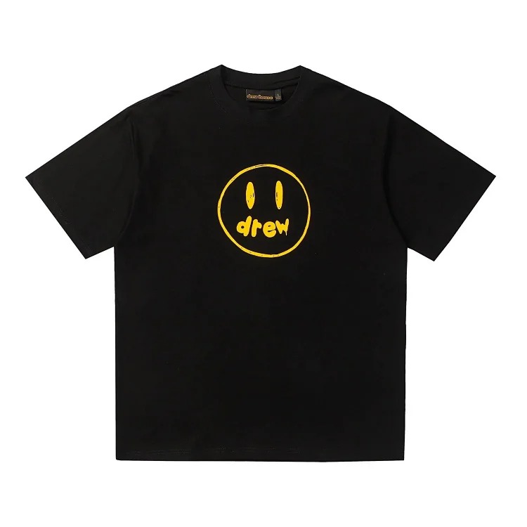 DREW HUOSE Summer classic Justin Bieber matching smiley face pattern round neck versatile T-shirt for couples