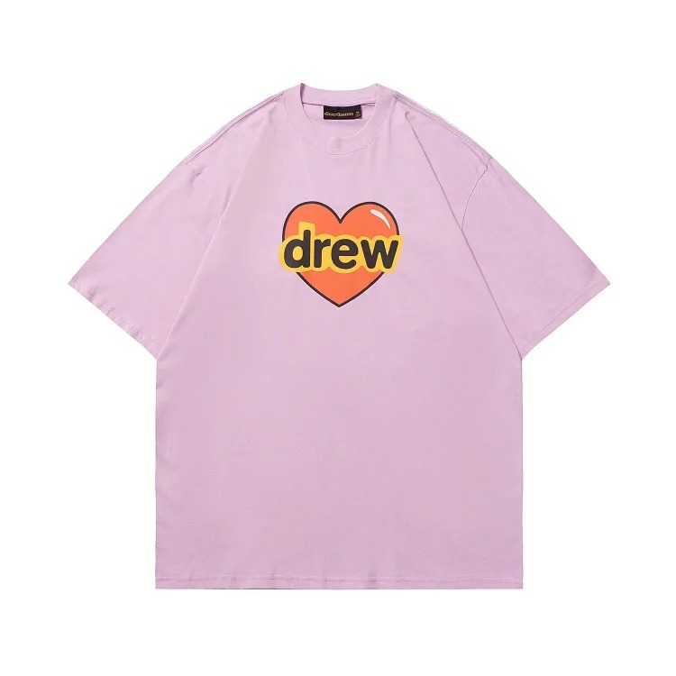 DREW HUOSE Summer classic Justin Bieber matching smiley face pattern round neck versatile T-shirt for couples