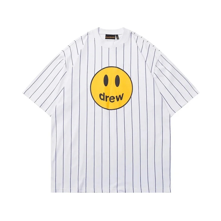 DREW HUOSE Summer classic Justin Bieber matching smiley face pattern round neck versatile T-shirt for couples
