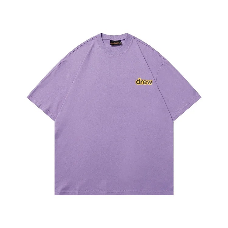DREW HUOSE Summer classic Justin Bieber matching smiley face pattern round neck versatile T-shirt for couples