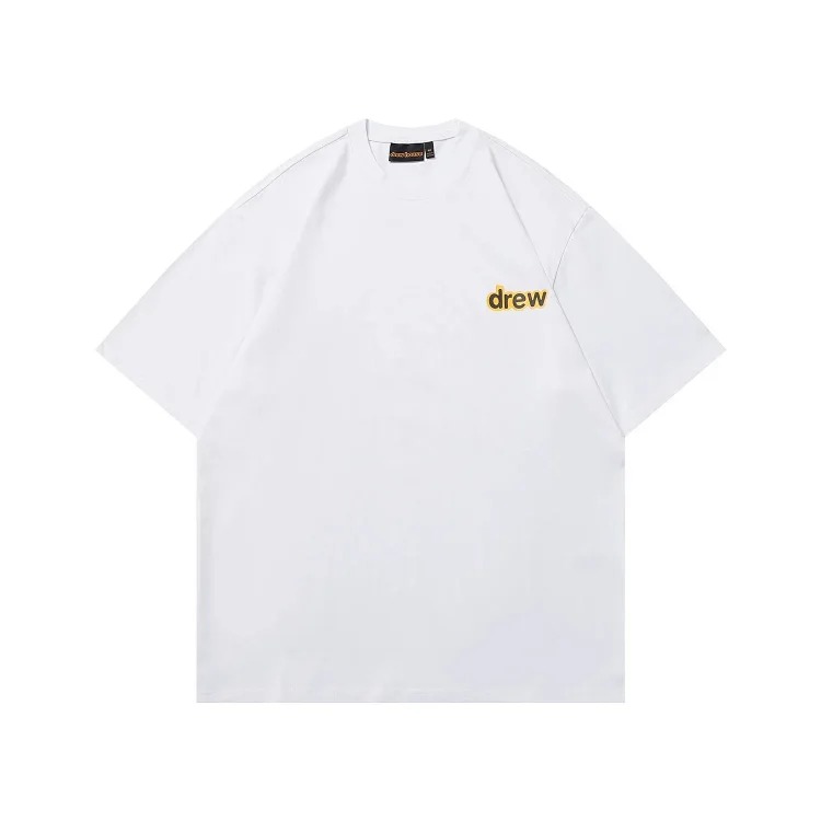 DREW HUOSE Summer classic Justin Bieber matching smiley face pattern round neck versatile T-shirt for couples