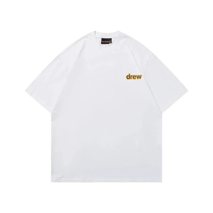 DREW HUOSE Summer classic Justin Bieber matching smiley face pattern round neck versatile T-shirt for couples