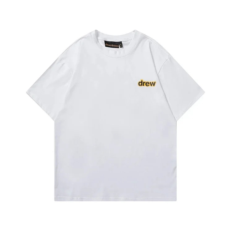 DREW HUOSE Summer classic Justin Bieber matching smiley face pattern round neck versatile T-shirt for couples
