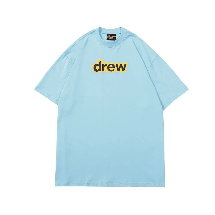 DREW HUOSE Summer classic Justin Bieber matching smiley face pattern round neck versatile T-shirt for couples