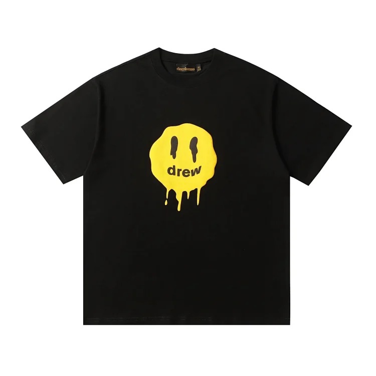 DREW HUOSE Summer classic Justin Bieber matching smiley face pattern round neck versatile T-shirt for couples