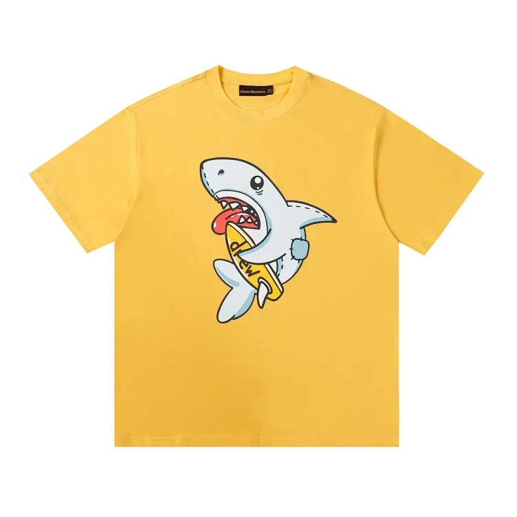 DREW HUOSE Summer classic Justin Bieber matching smiley face pattern round neck versatile T-shirt for couples