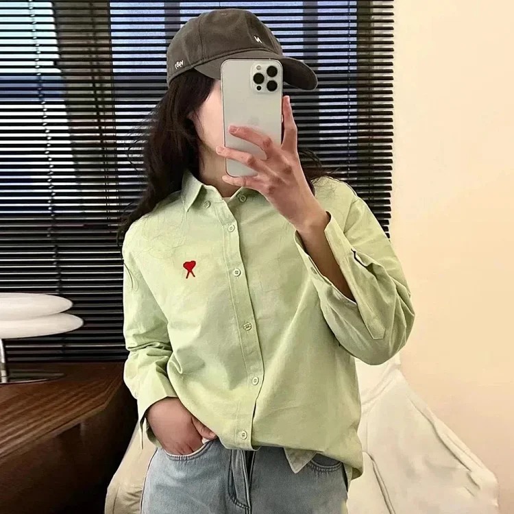 Love embroidered cotton shirt for men and women