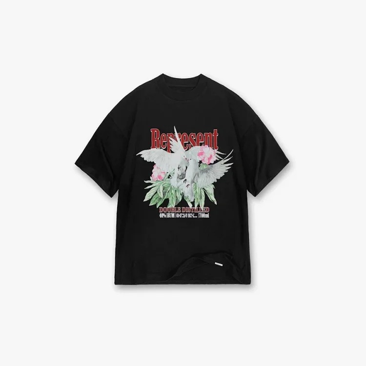 Washed distressed short-sleeved collection Doberman vintage retro heavyweight T-shirt