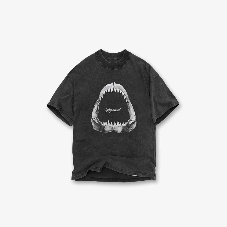 Washed distressed short-sleeved collection Doberman vintage retro heavyweight T-shirt