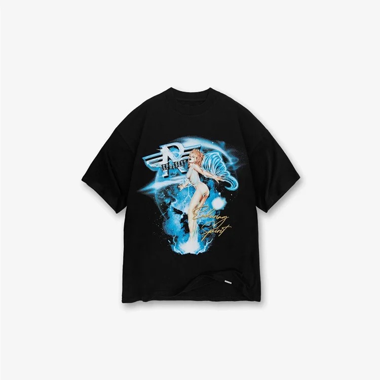 Washed distressed short-sleeved collection Doberman vintage retro heavyweight T-shirt