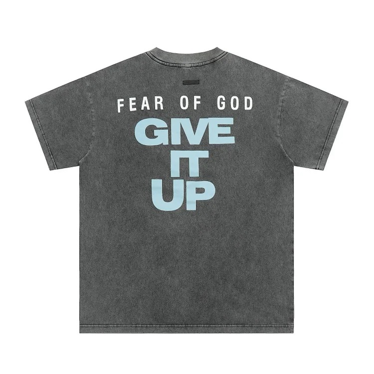 FEAR OF GOD ready-to-wear washed and distressed classic letters give it up short-sleeved os loose FOG T-shirt summer