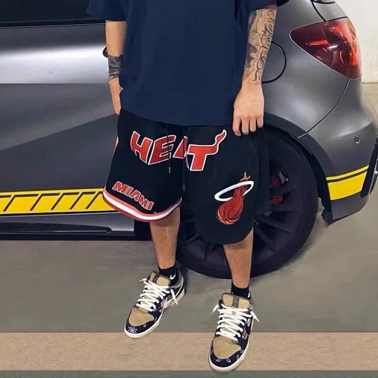 Heavyweight JustDon Lakers Magic Heat James Kobe embroidered mesh hip hop basketball sports shorts