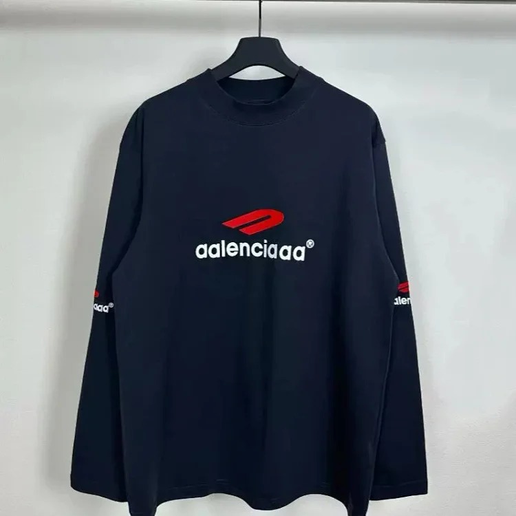 High Paris B Home 3B embroidered logo men and women same style couple style loose casual fashion embroidered long-sleeved T-shirt