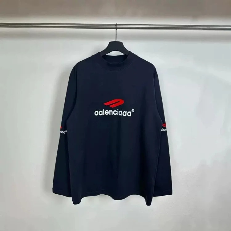 High Paris B Home 3B embroidered logo men and women same style couple style loose casual fashion embroidered long-sleeved T-shirt
