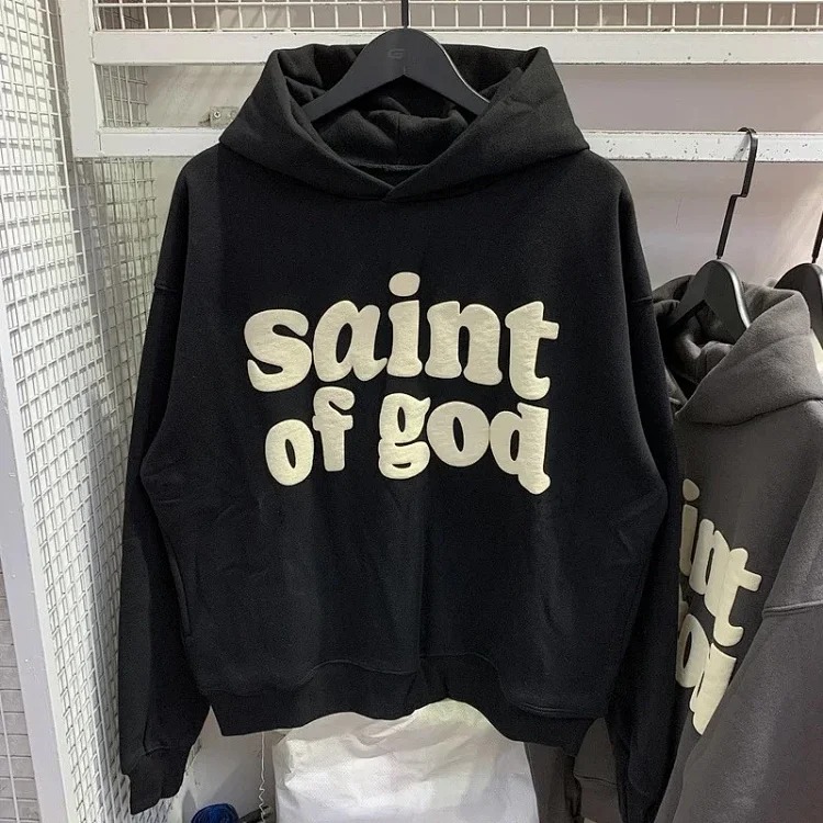 Foam printed sweatshirts for men and women, trendy brand hoodies for couples