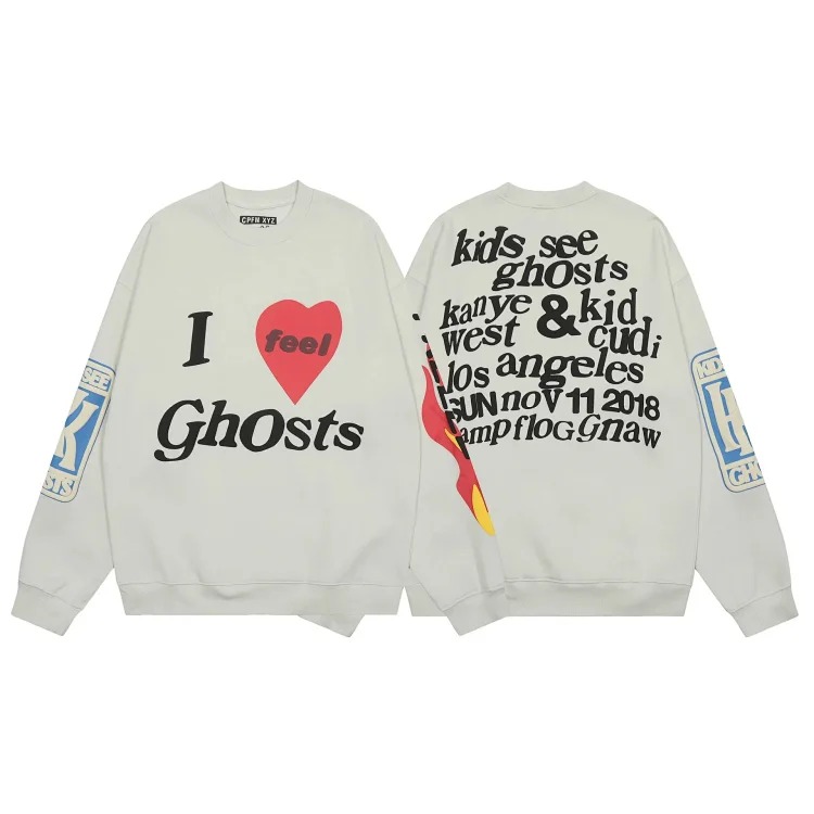 Foam printed sweatshirts for men and women, trendy brand hoodies for couples
