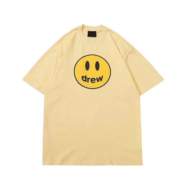 Drew smiley face printed short-sleeved Justin Bieber same style high street casual men and women couple loose T-shirt ins