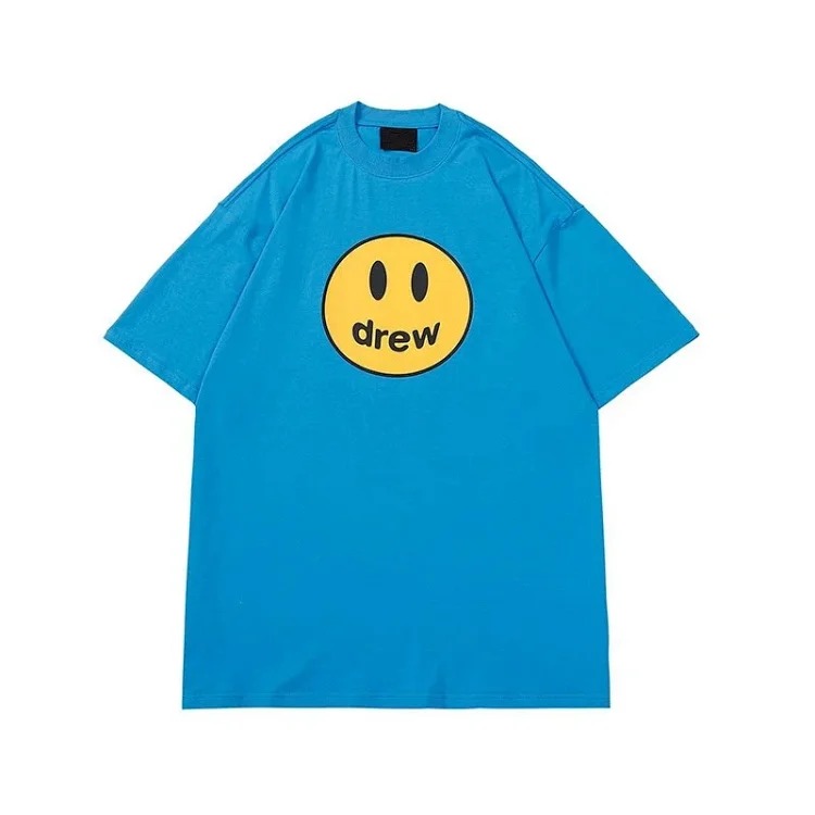 Drew smiley face printed short-sleeved Justin Bieber same style high street casual men and women couple loose T-shirt ins