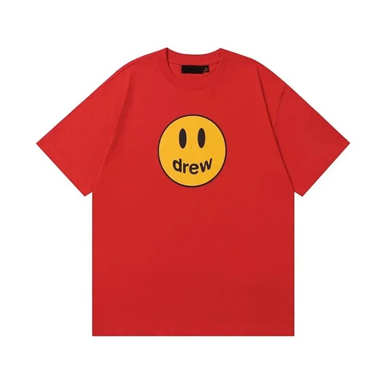 Drew smiley face printed short-sleeved Justin Bieber same style high street casual men and women couple loose T-shirt ins