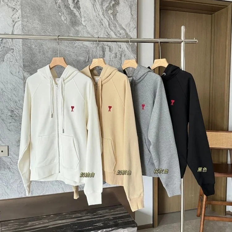 Classic love hooded zipper sweatshirt