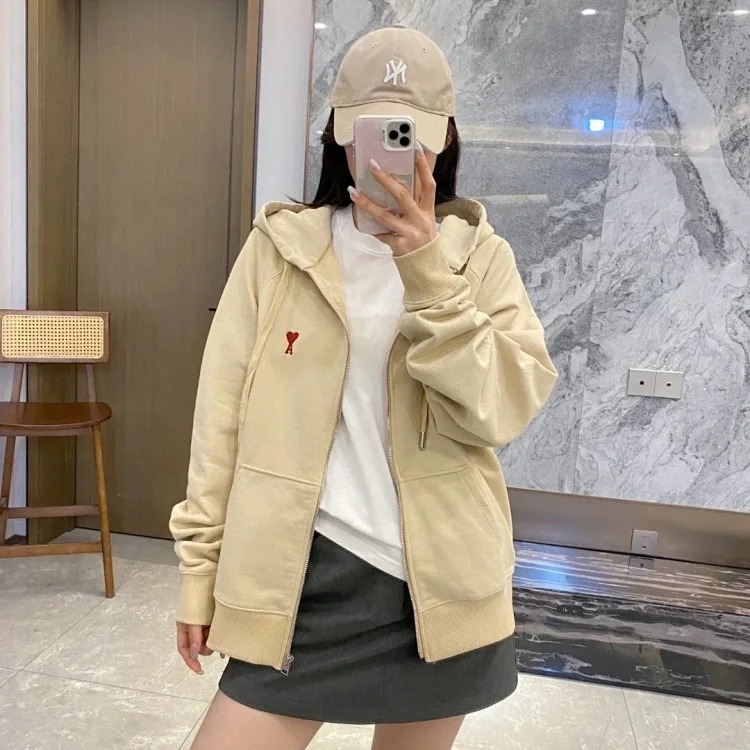 Classic love hooded zipper sweatshirt