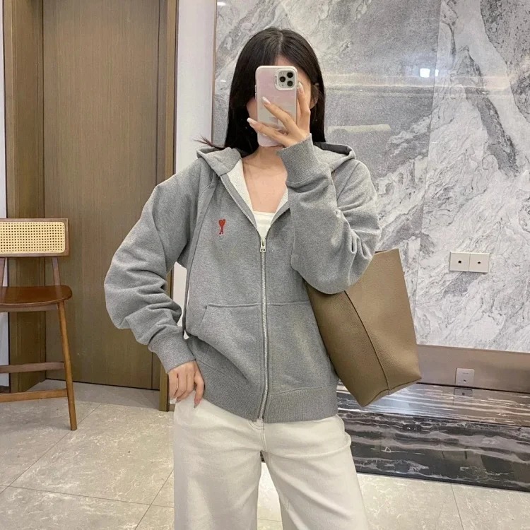 Classic love hooded zipper sweatshirt
