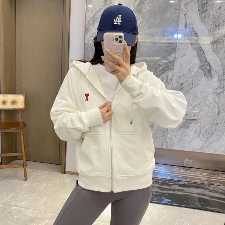 Classic love hooded zipper sweatshirt
