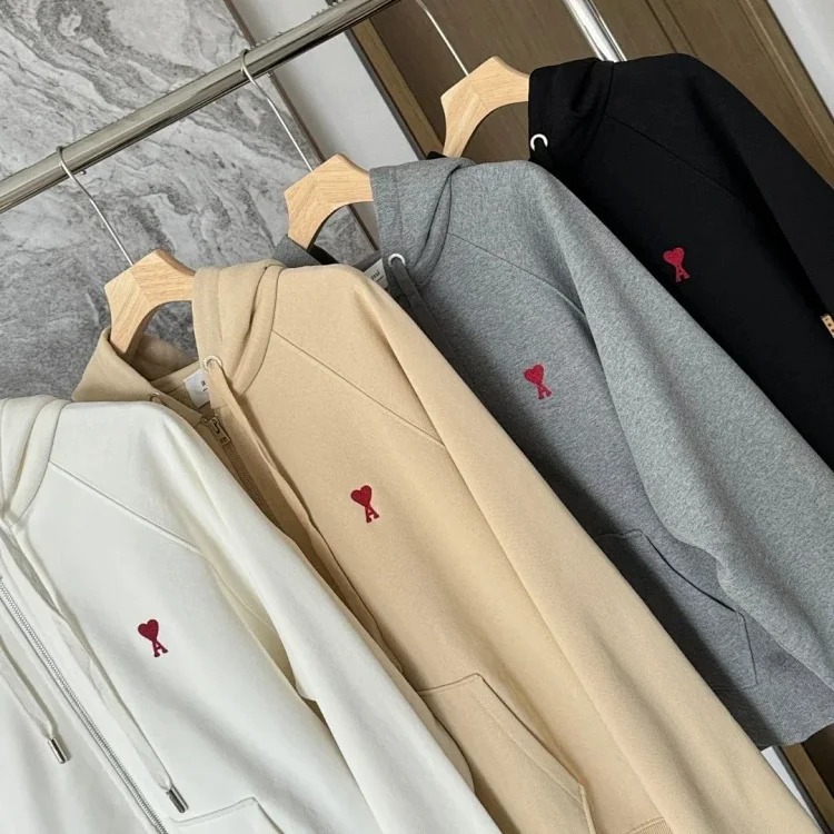 Classic love hooded zipper sweatshirt