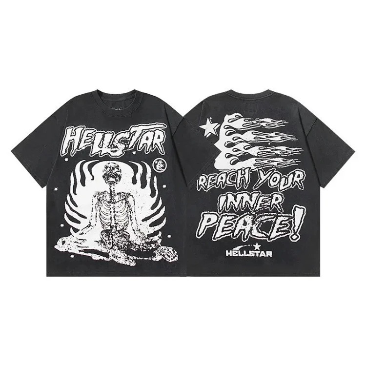 2024 summer new American trendy brand men's and women's couple wear large size loose washed short-sleeved T-shirt teenagers tee