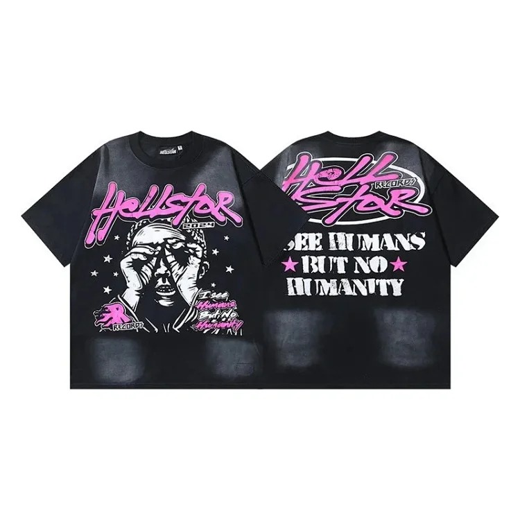 2024 summer new American trendy brand men's and women's couple wear large size loose washed short-sleeved T-shirt teenagers tee